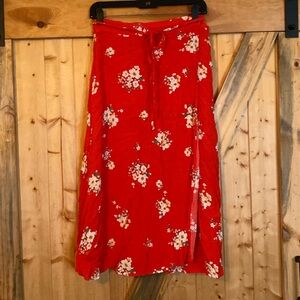 Elodie Red Floral Wrap Skirt